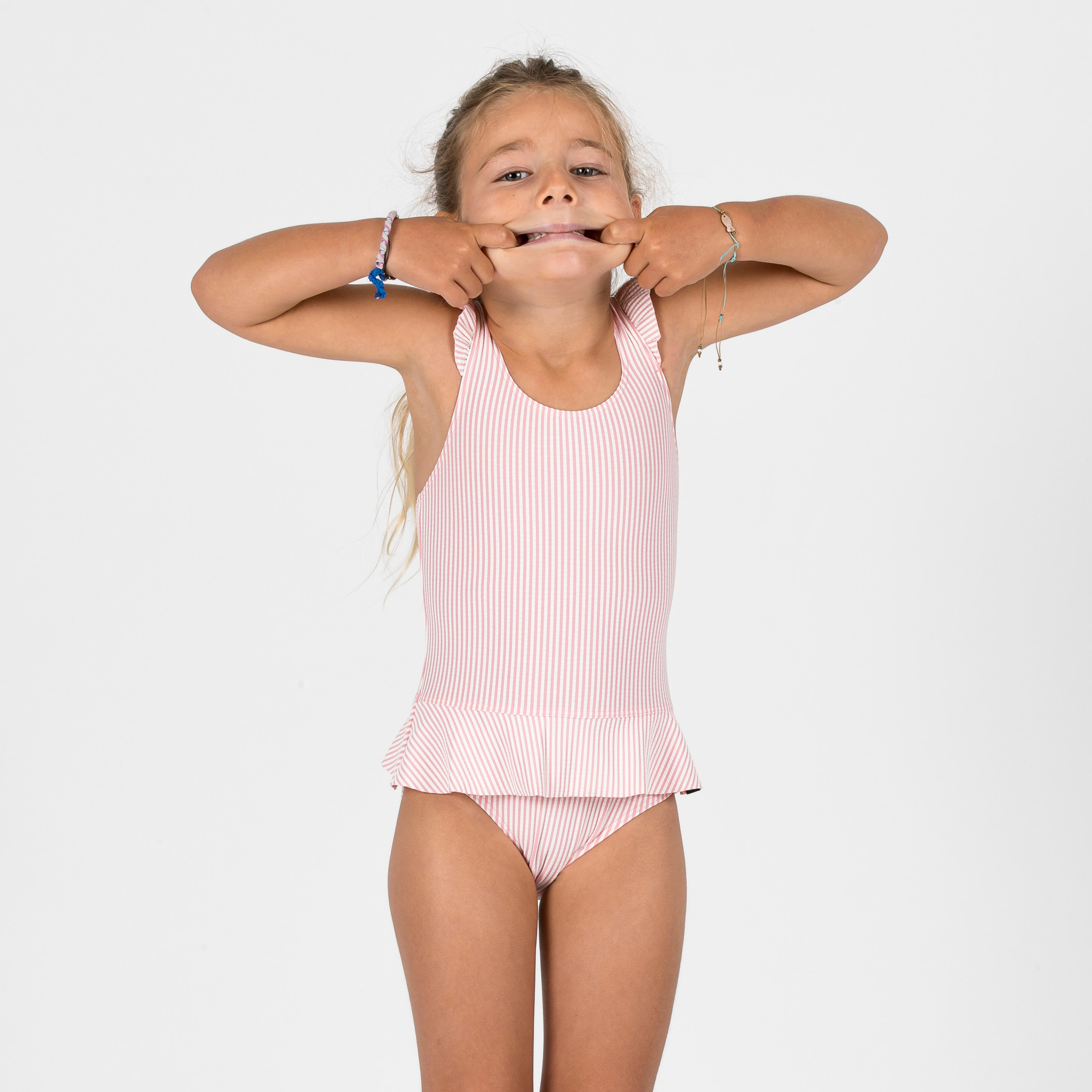 NABAIJI Badeanzug Röckchen Baby/Mädchen - gestreift rosa/weiß