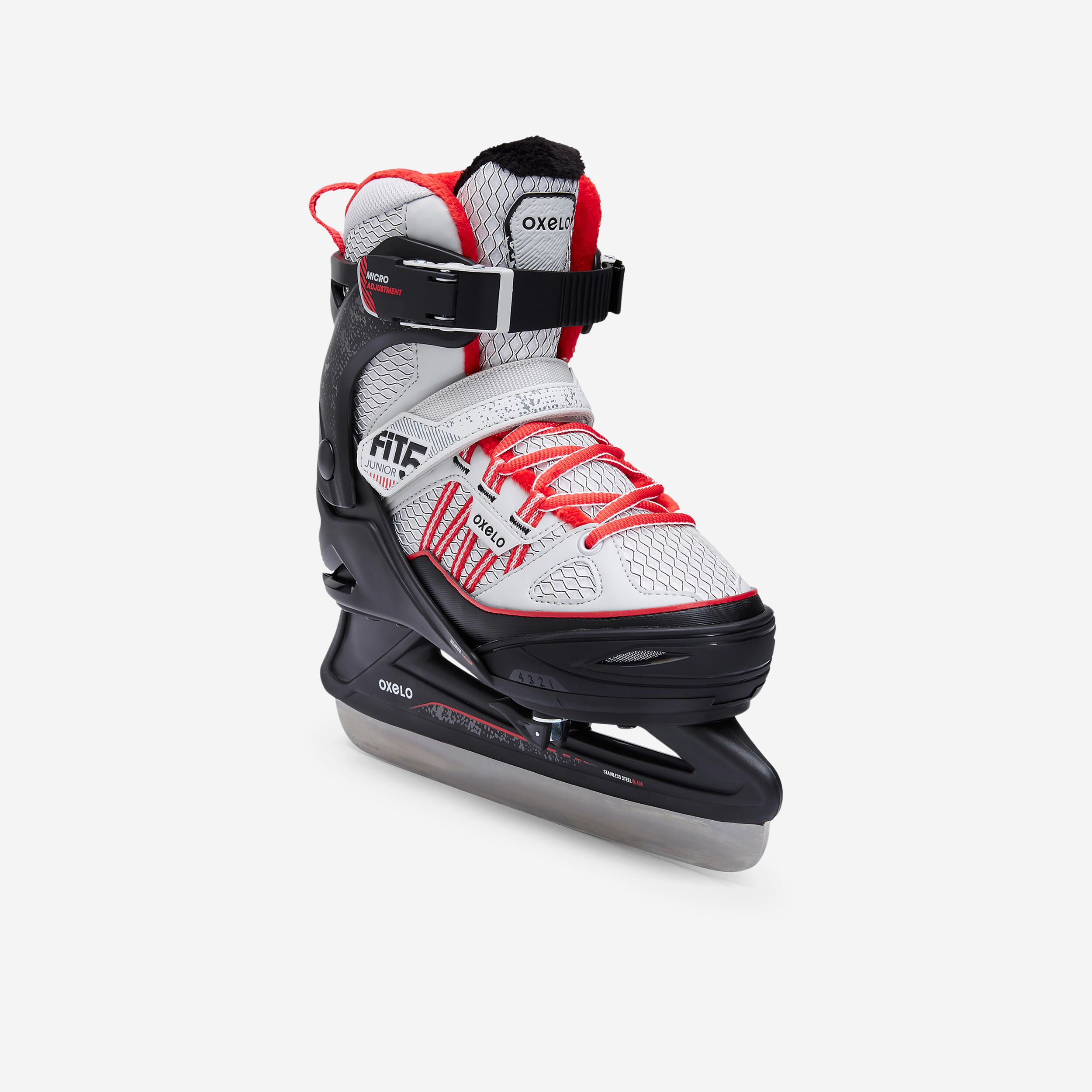 OXELO Schlittschuhe Fit 500 Kinder grau/rot