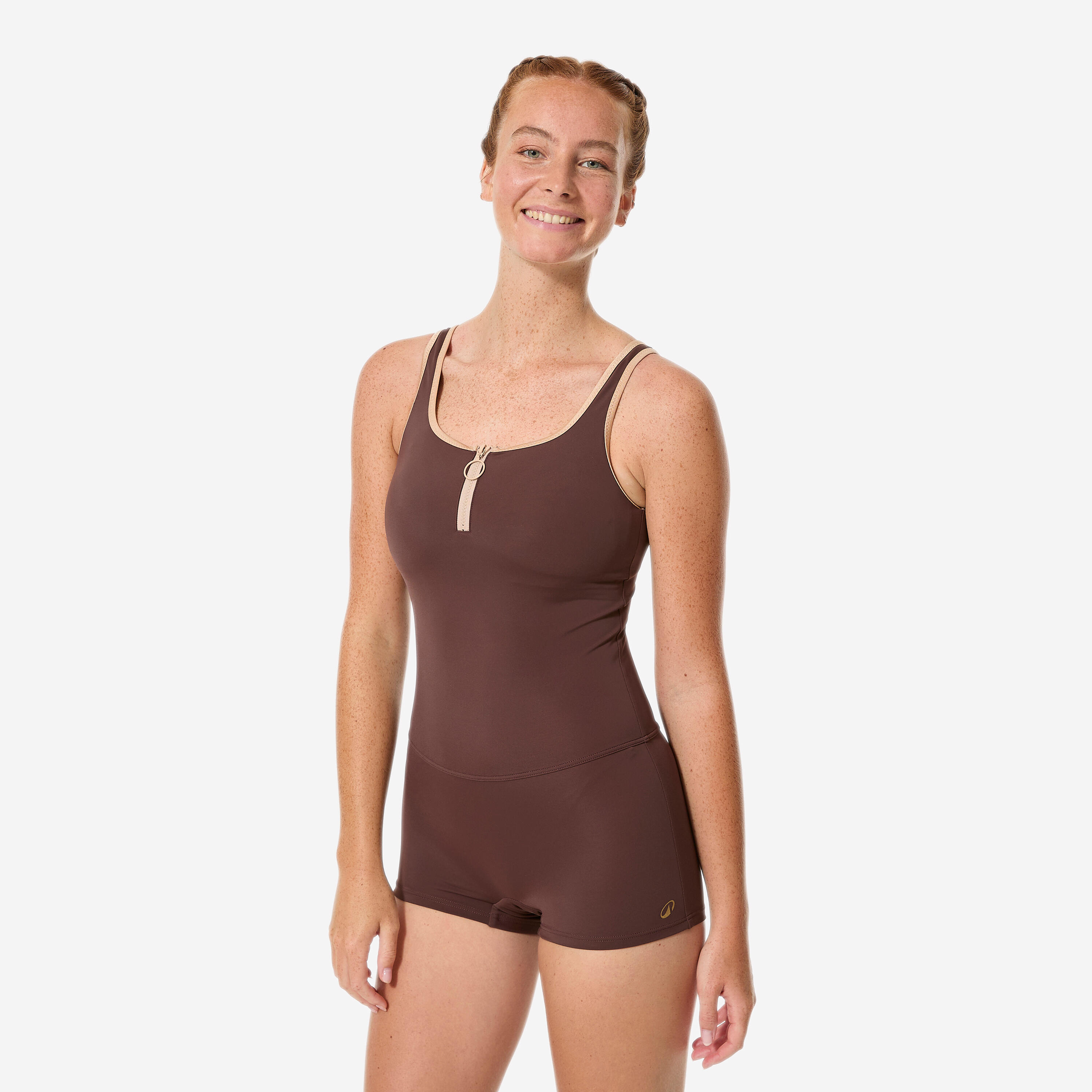Decathlon Badeanzug Shorty Damen Reißverschluss - Heva braun