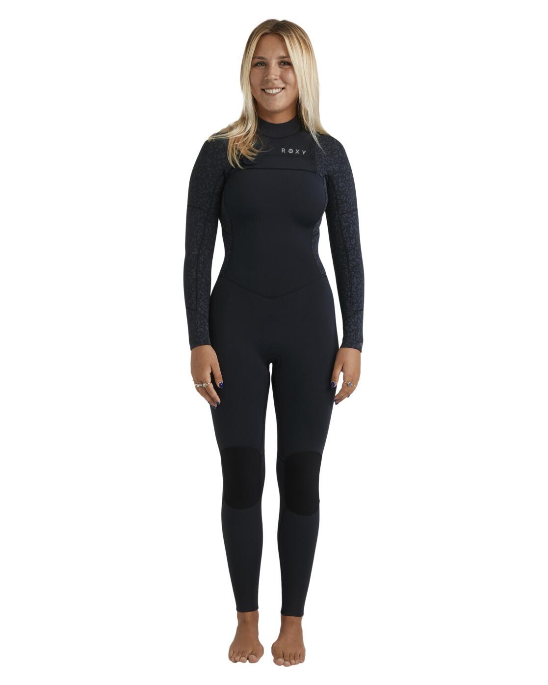 Roxy Chest-Zip-Neoprenanzug 4/3 SWELL NATURAL Schwarz Frauen