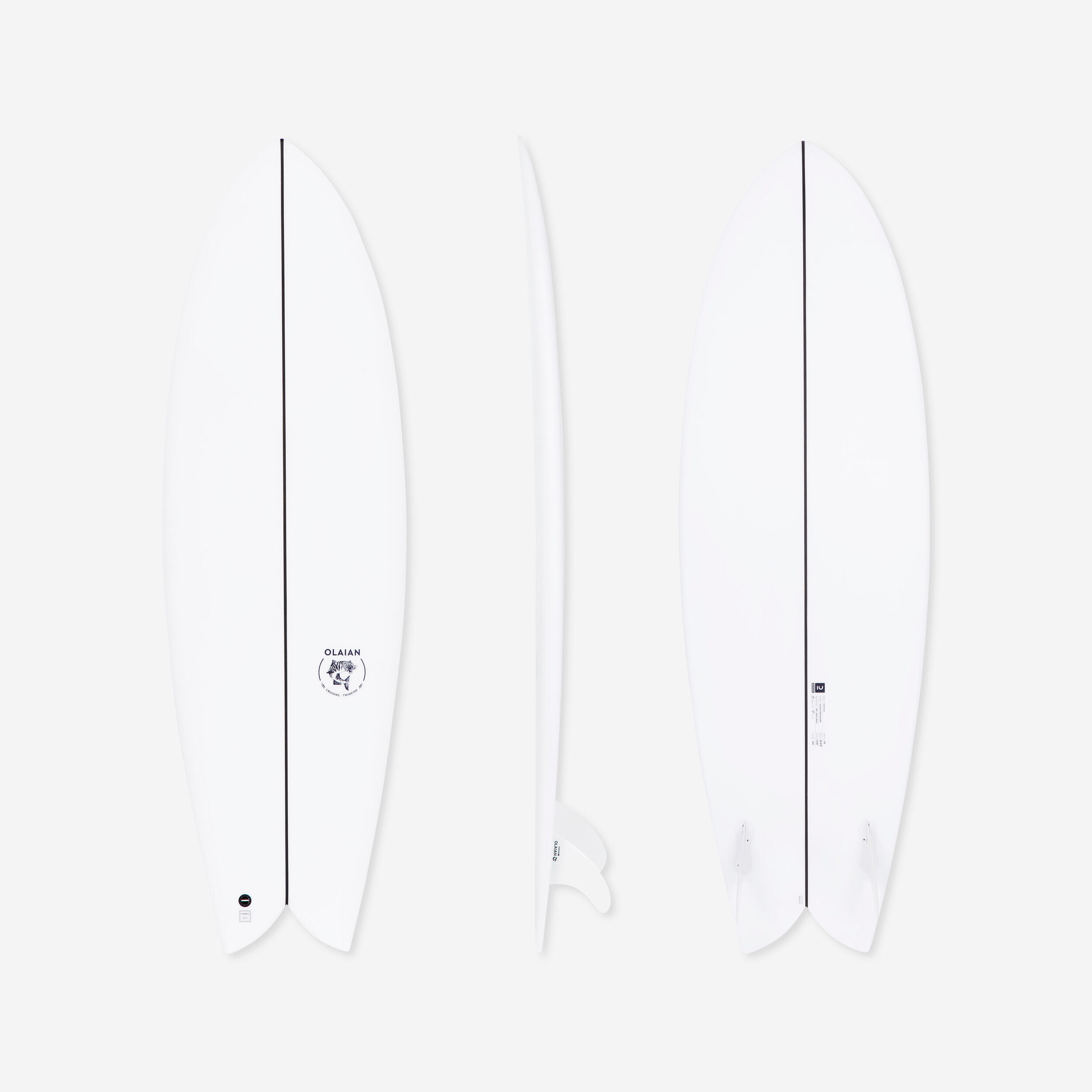 OLAIAN Surfboard 35Â l 5'8 Zoll mit 2 Twin-Finnen - Fish 900 No Size