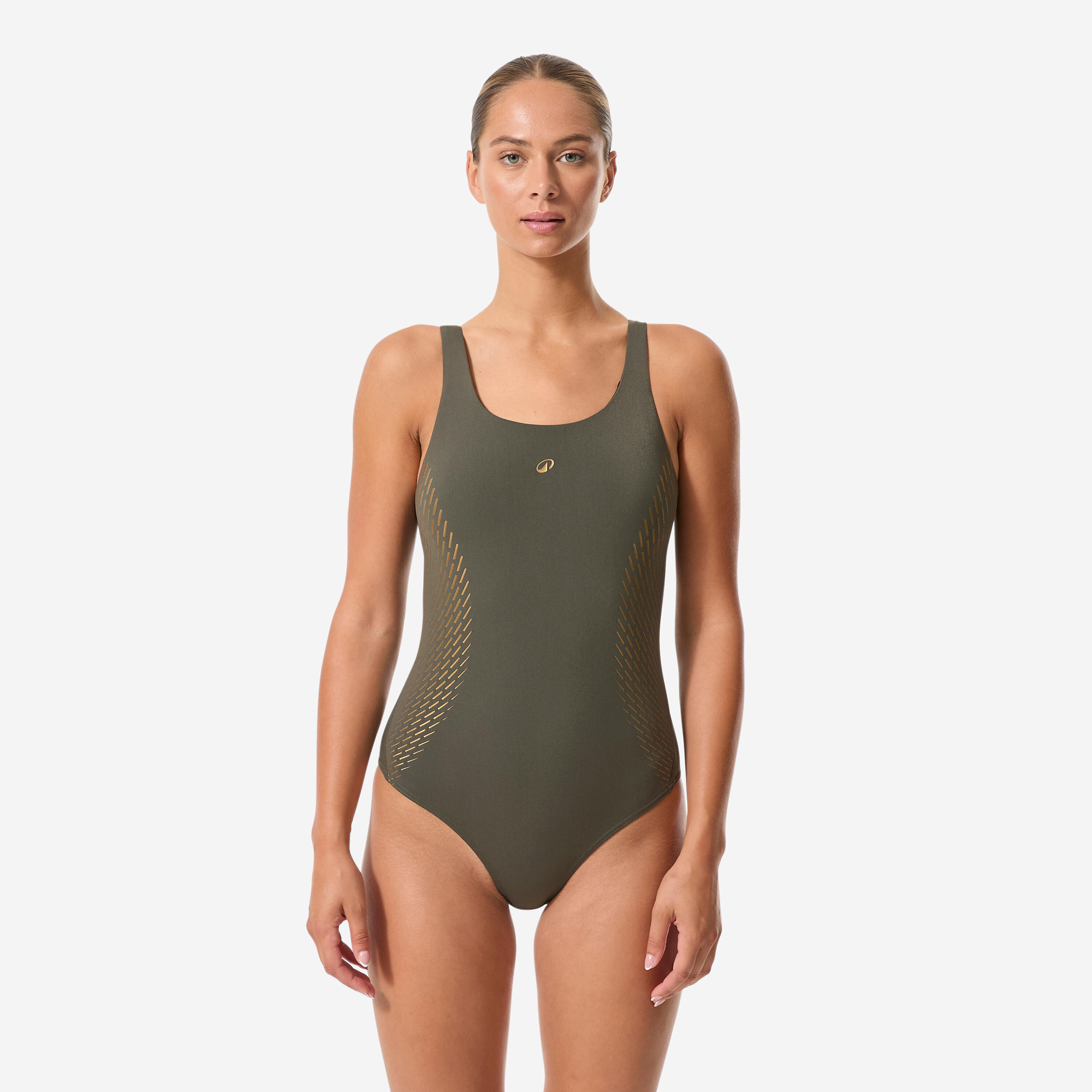Decathlon Badeanzug Damen - Kimy Cuti khaki/gold