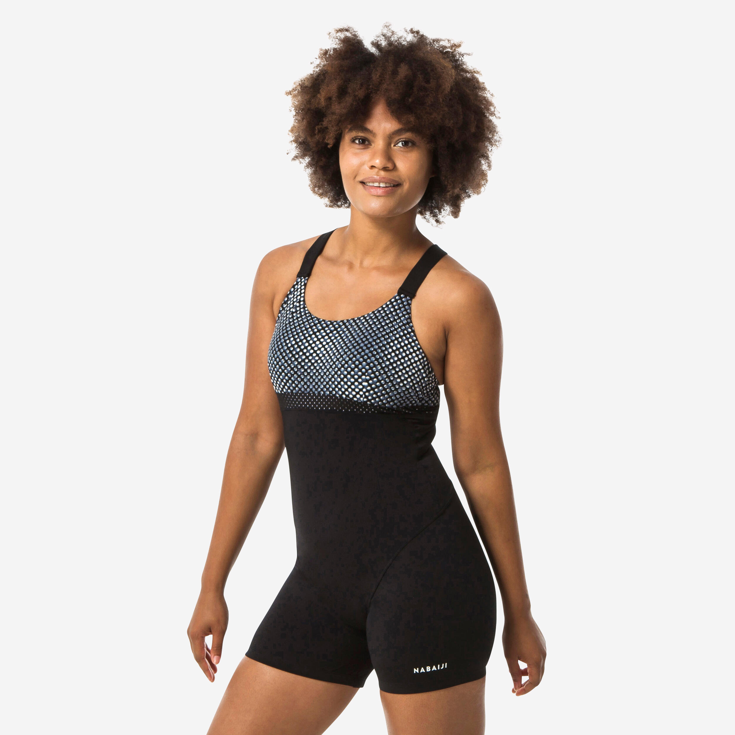 NABAIJI Badeanzug Shorty Aquagym Aqua-Cycling Damen - Elea Bul schwarz/grau