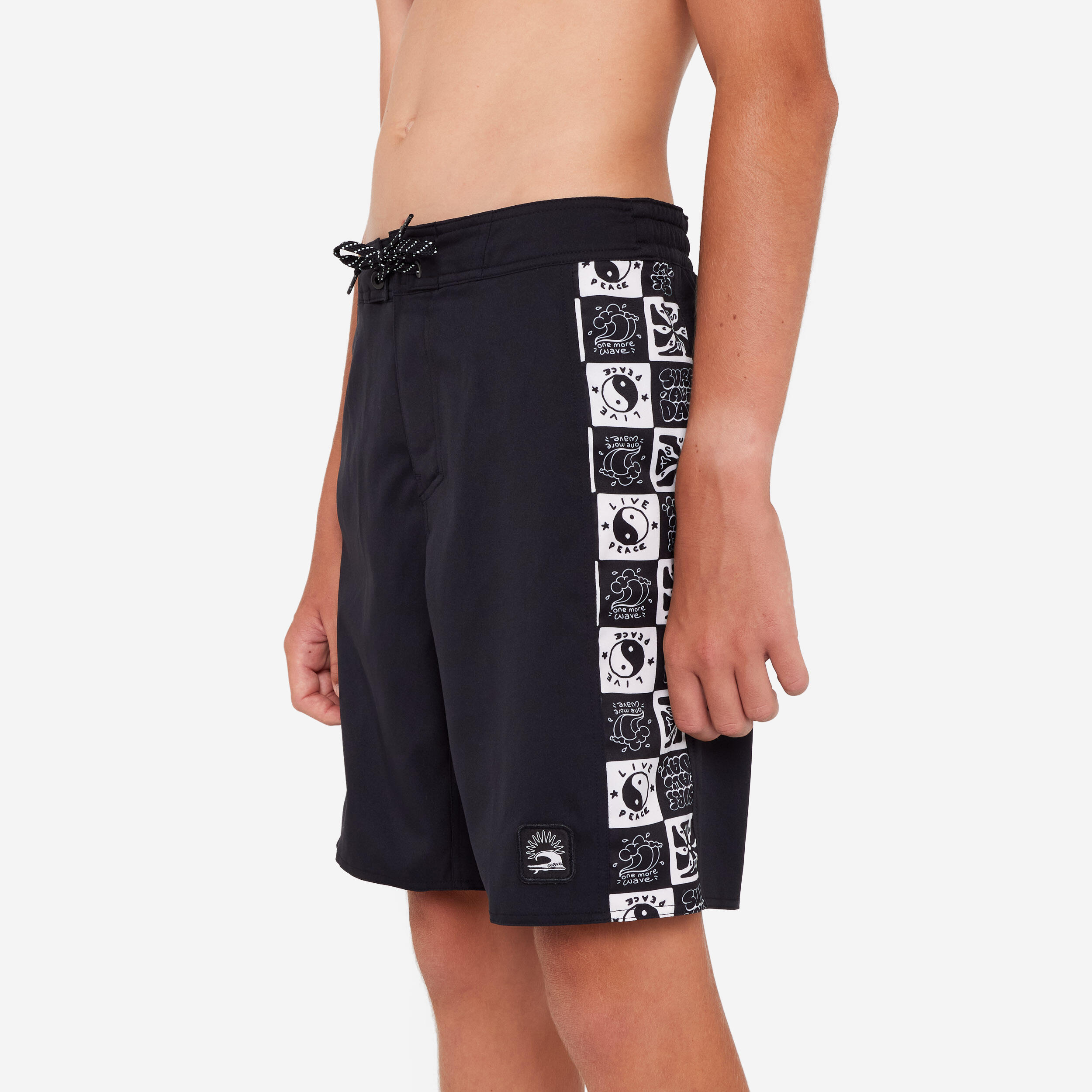 OLAIAN Boardshorts Surfen Jungen 900 Band schwarz 141-150cm 10-11J