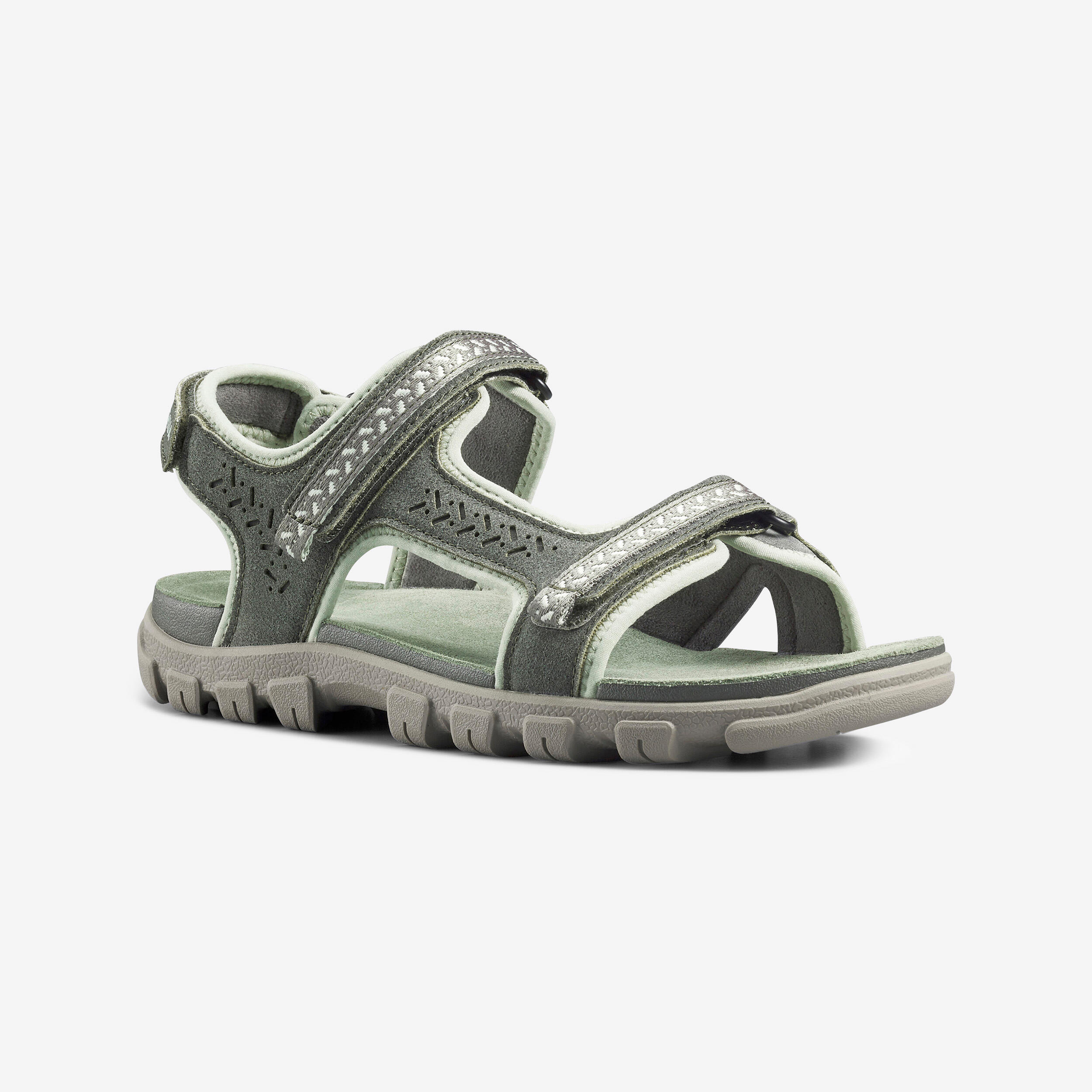 QUECHUA Trekkingsandalen Damen Leder Wandern - NH500 grau