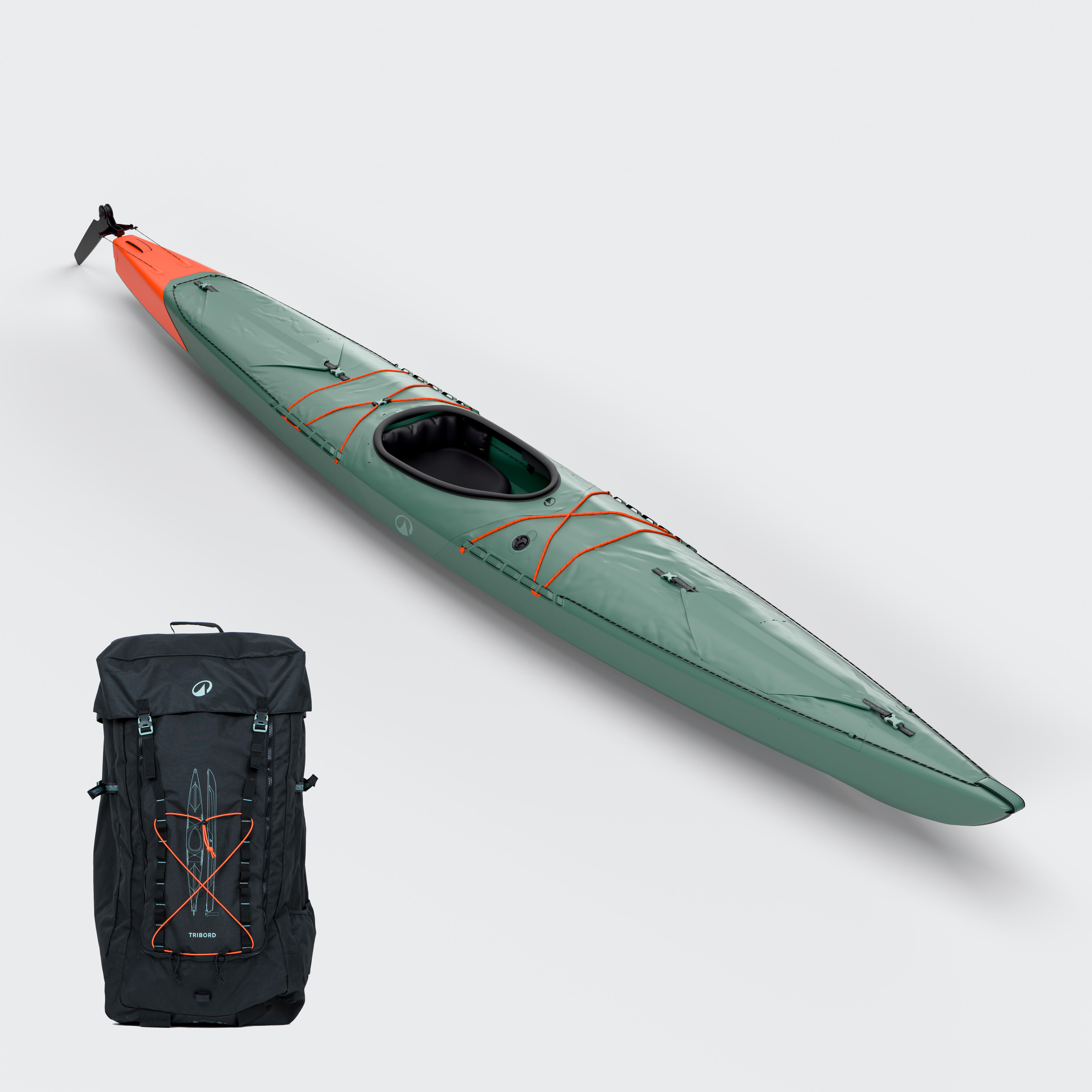 TRIBORD Kajak aufblasbar Expedition Drop Stitch Hochdruckboden 1-Sitzer - X900
