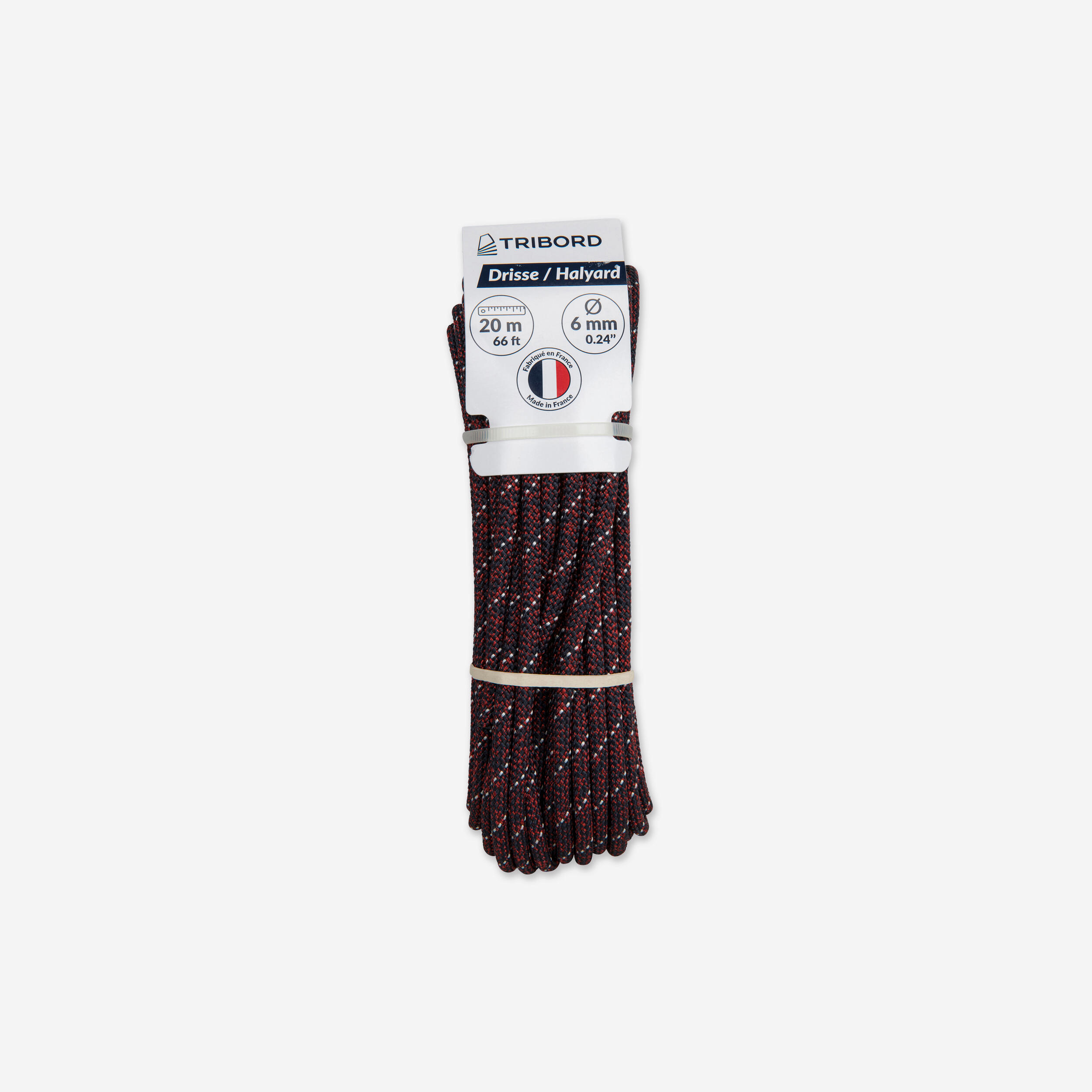 TRIBORD Tauwerk Fall Segeln 6 mm × 20 m bordeaux/weiß