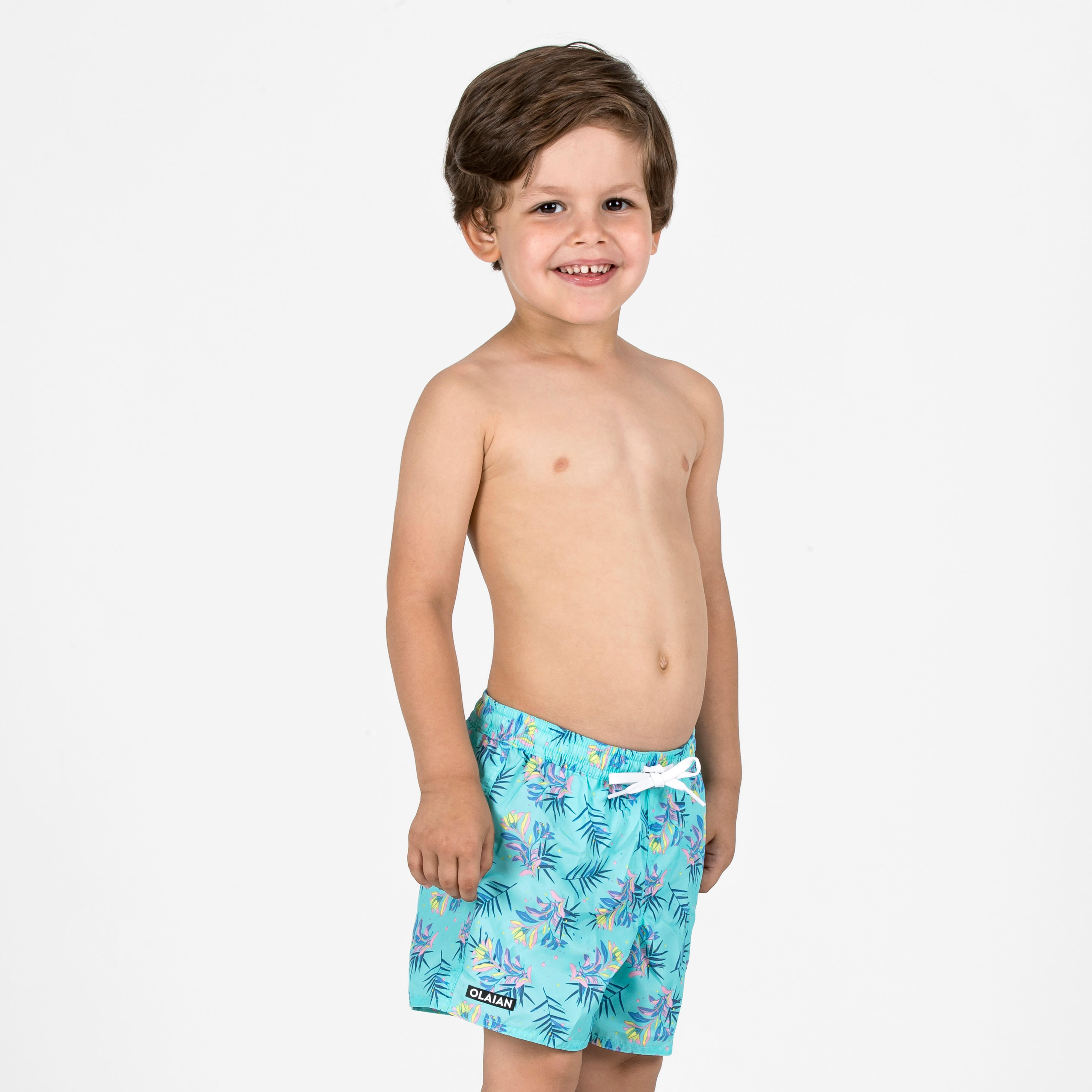 Decathlon Boardshorts Jungen 100 Palm türkis