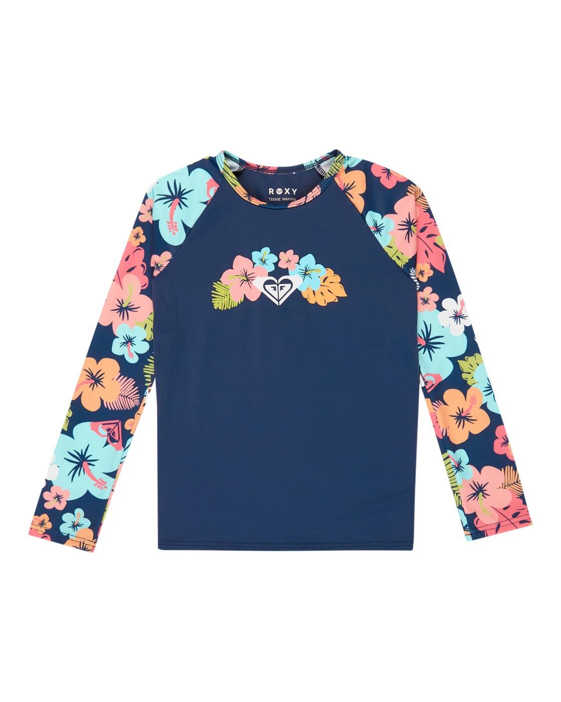 Roxy Langarm-Rash-West-Set MORNING FLOWER Blau Mädchen 2-7